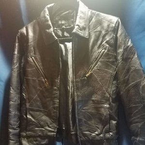 Vintage PB Basics Black Leather Biker Jacket